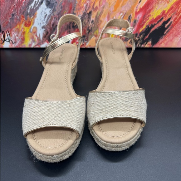 Charter Club Womens Luchia Canvas Platform Wedge Sandals Sand SZ 12 - Picture 2 of 8